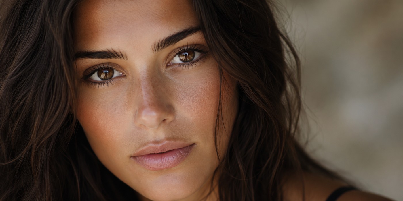 Close-up portrait with brown eyes used as an eye color example