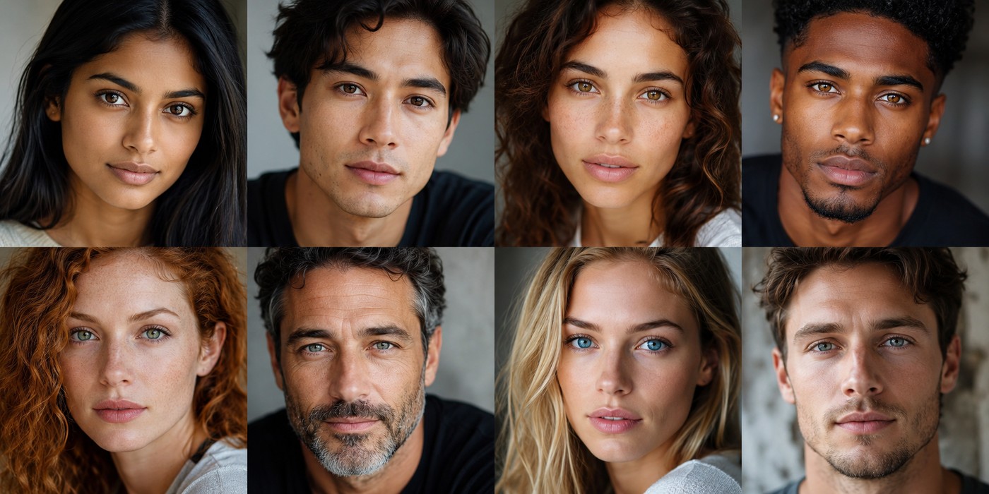 Portrait grid showing a mix of eye colors across different people
