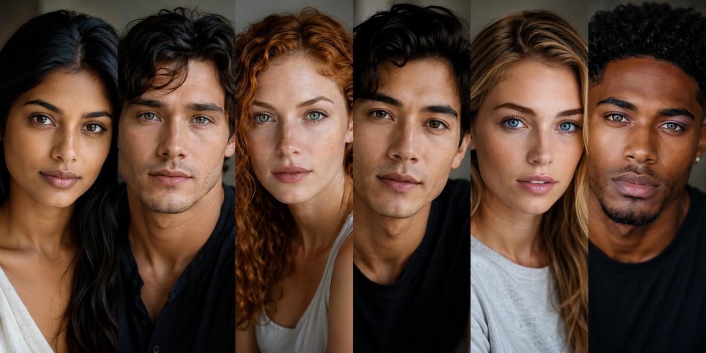 Portrait montage showing a wider mix of eye colors